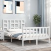 Estructura de cama con cabecero madera maciza blanco 120x200 cm