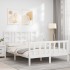 Estructura de cama con cabecero madera maciza blanco 140x190
