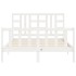Estructura de cama con cabecero madera maciza blanco 140x190
