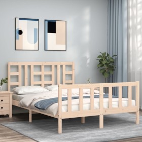 Estructura de cama con cabecero madera maciza 140x200