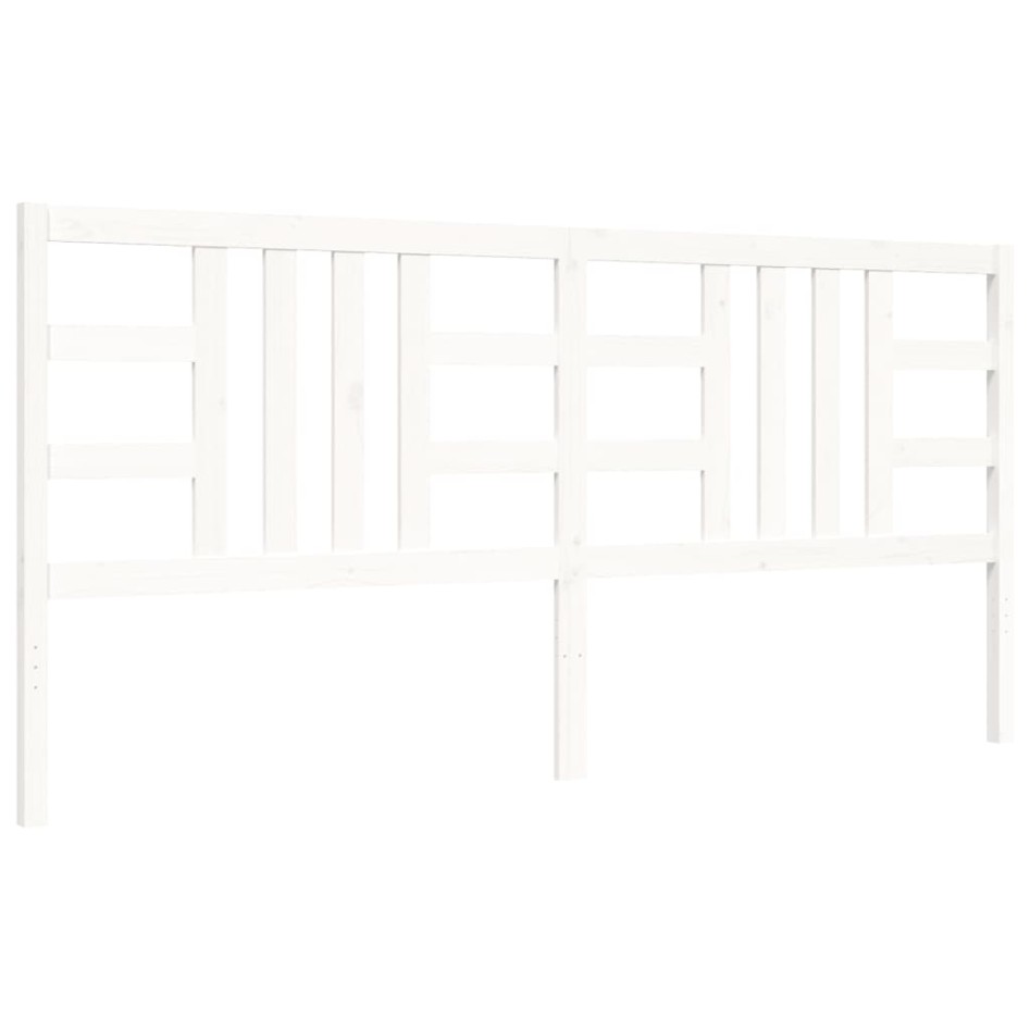 Estructura de cama con cabecero madera maciza blanco 200x200