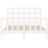 Estructura de cama con cabecero madera maciza blanco 140x190