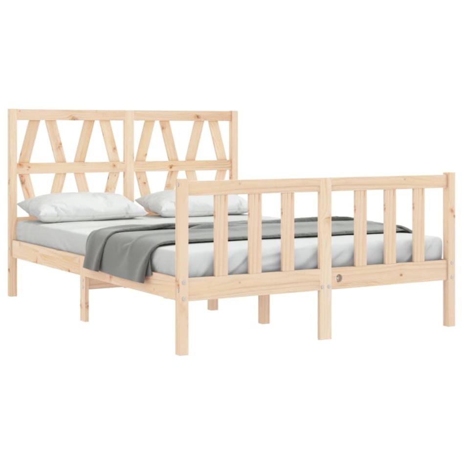 Estructura de cama de matrimonio con cabecero madera
