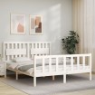 Estructura de cama con cabecero madera maciza blanco 160x200 cm