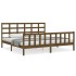 Estructura cama y cabecero madera maciza marrón miel 200x200