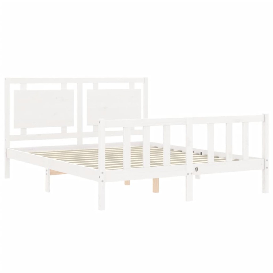 Estructura de cama matrimonio con cabecero madera maciza