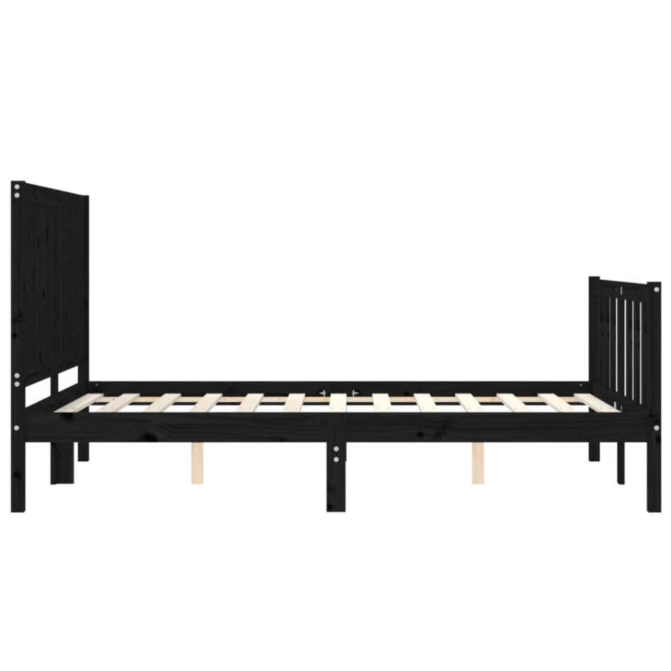 Estructura de cama con cabecero madera maciza negro 120x200