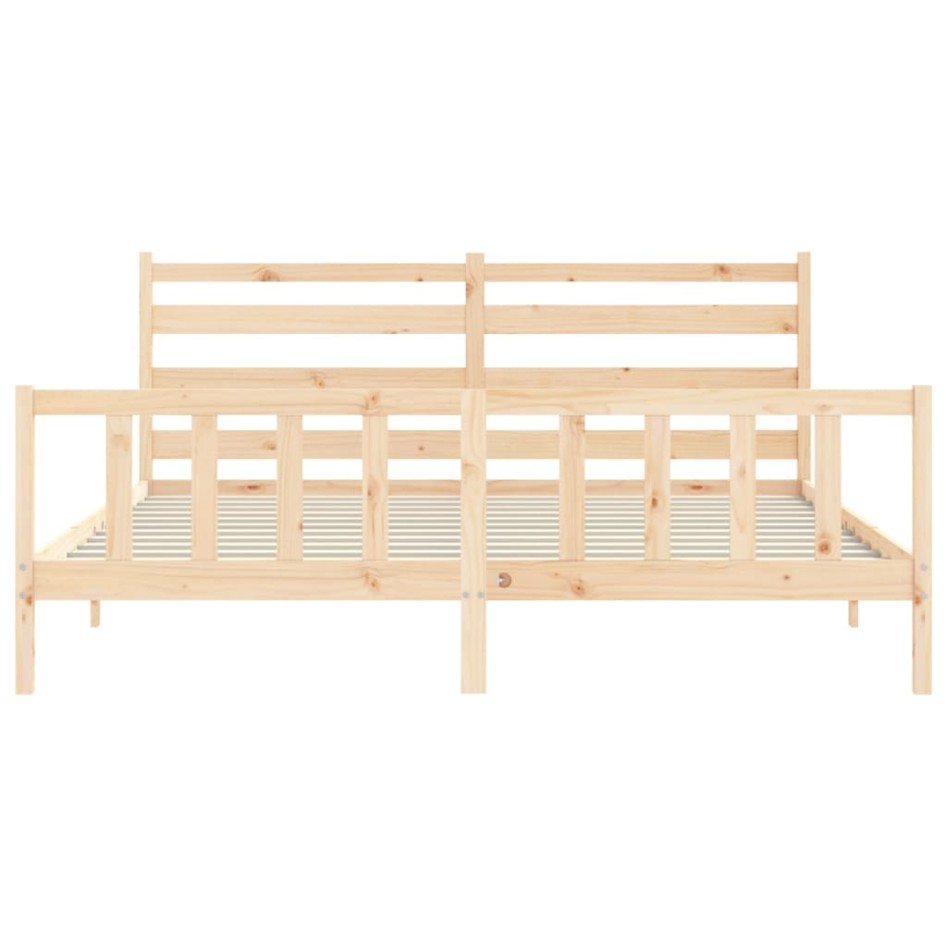 Estructura de cama con cabecero madera maciza 200x200