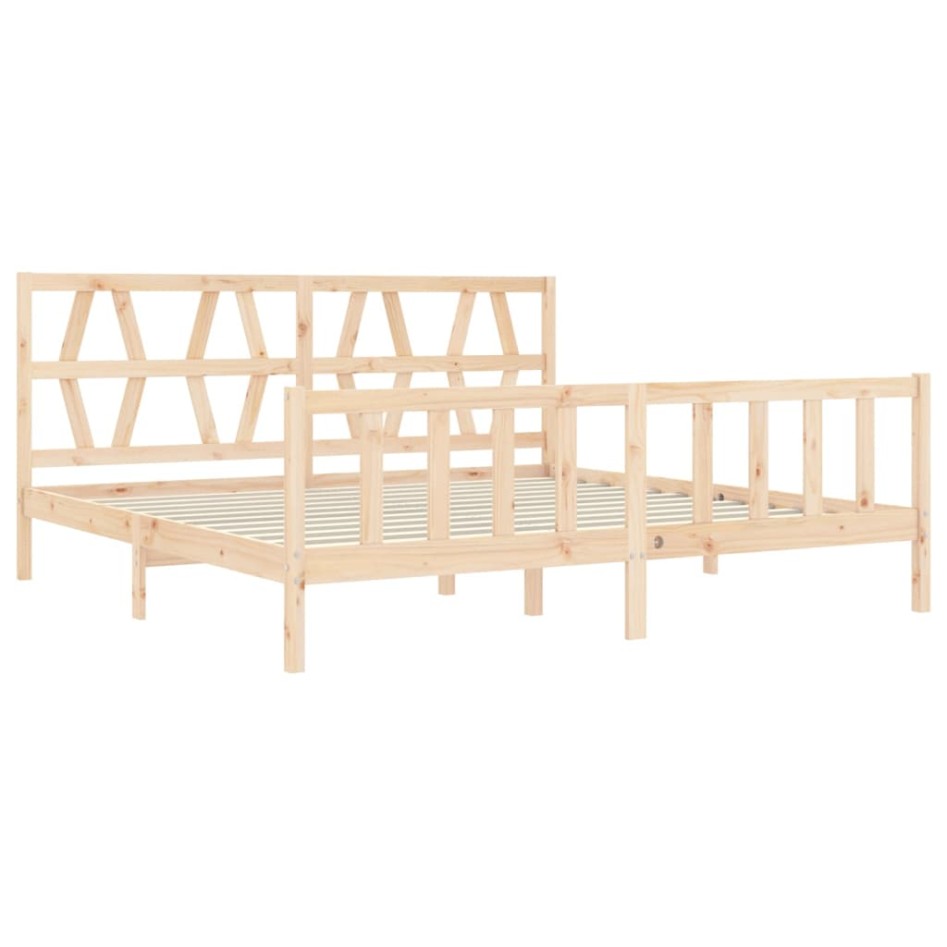 Estructura de cama con cabecero madera maciza 200x200