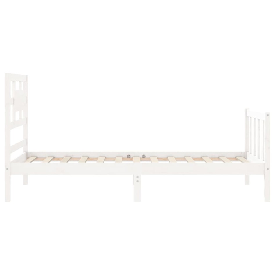 Estructura de cama con cabecero madera maciza blanco 100x200