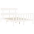 Estructura de cama con cabecero madera maciza blanco 140x200