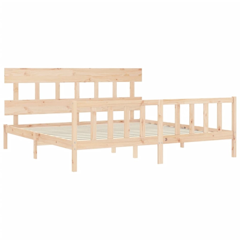Estructura de cama con cabecero madera maciza 200x200