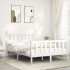 Estructura de cama con cabecero madera maciza blanco 140x200