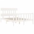 Estructura de cama con cabecero madera maciza blanco 140x200