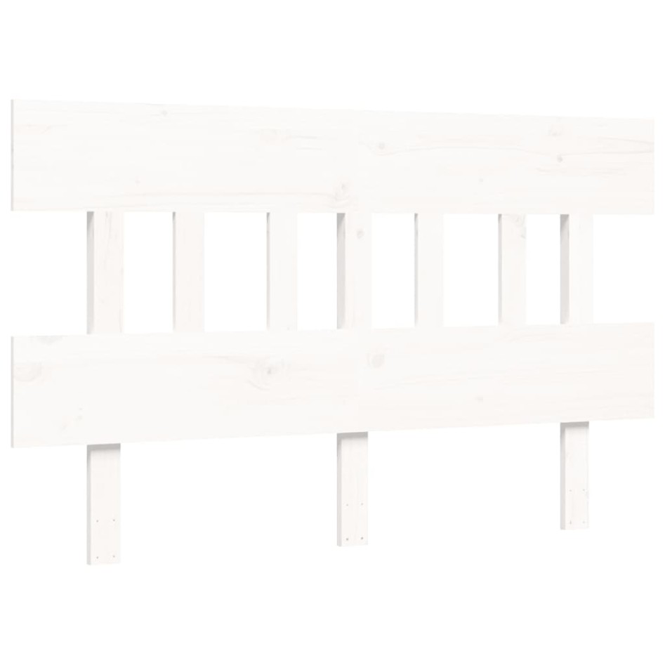 Estructura de cama con cabecero madera maciza blanco 140x200