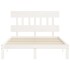 Estructura de cama con cabecero madera maciza blanco 140x200
