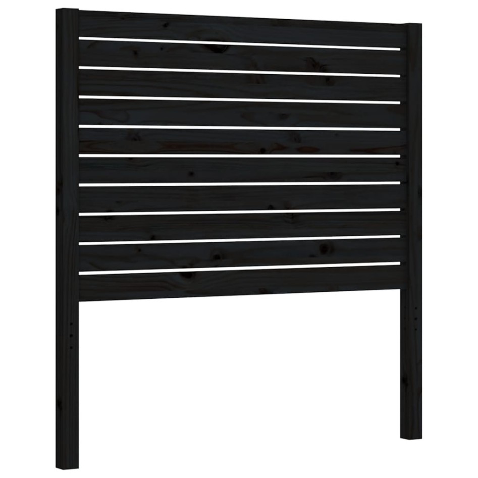 Estructura de cama con cabecero madera maciza negro 90x200