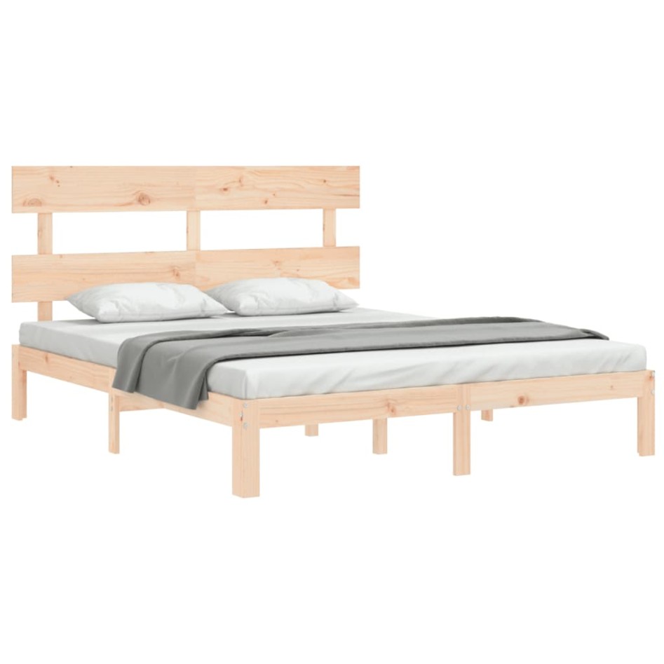 Estructura de cama con cabecero madera maciza 160x200