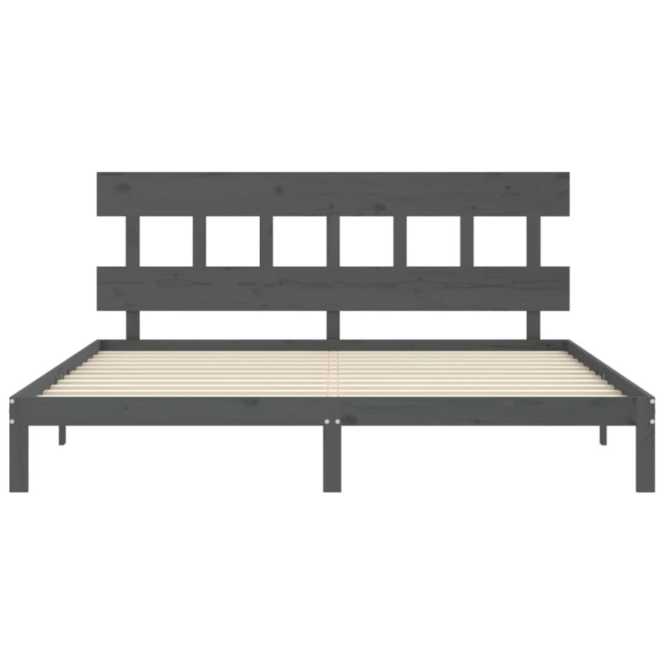 Estructura de cama con cabecero madera maciza gris 200x200