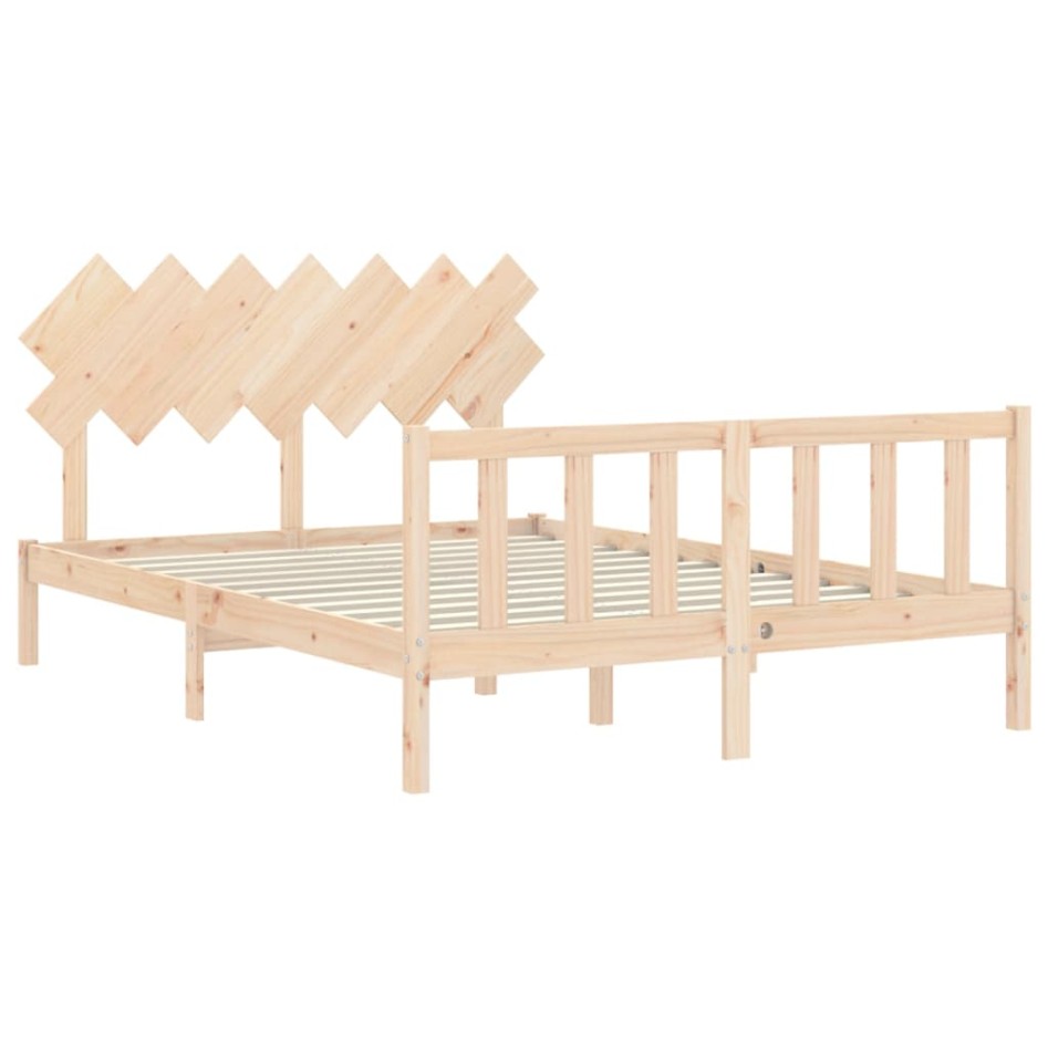 Estructura de cama con cabecero madera maciza 140x190