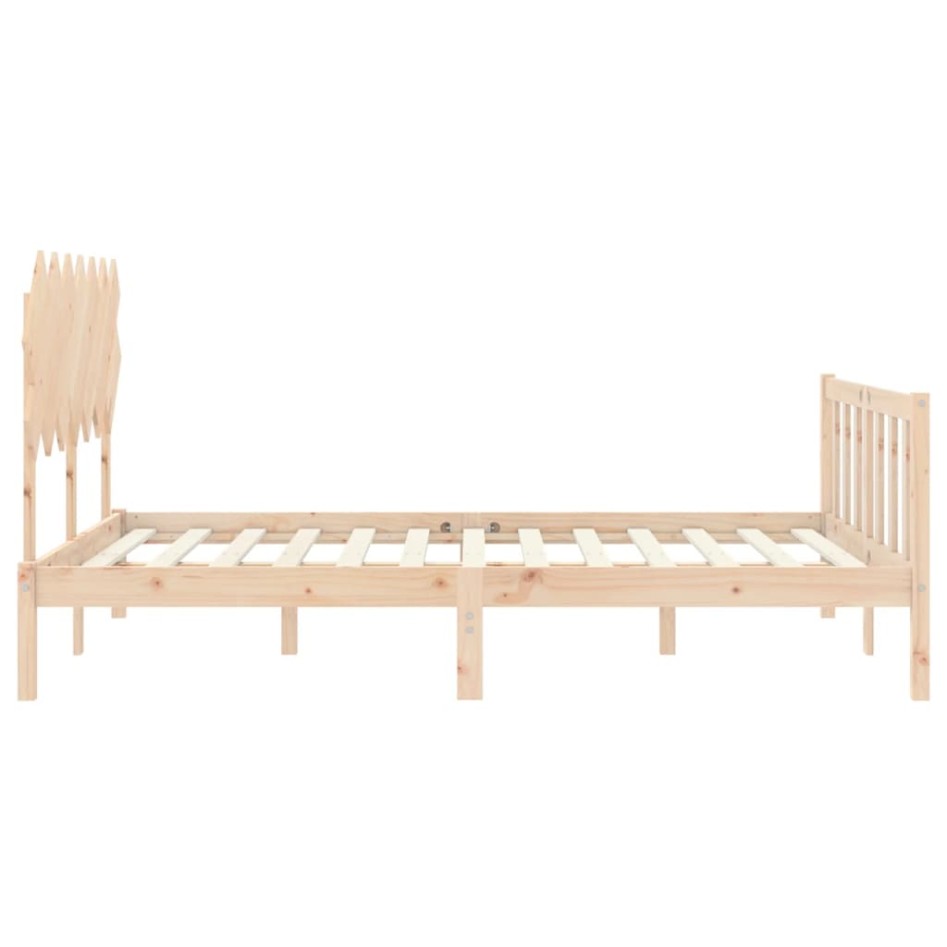 Estructura de cama con cabecero madera maciza 140x190