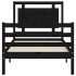 Estructura de cama con cabecero madera maciza negro 90x200