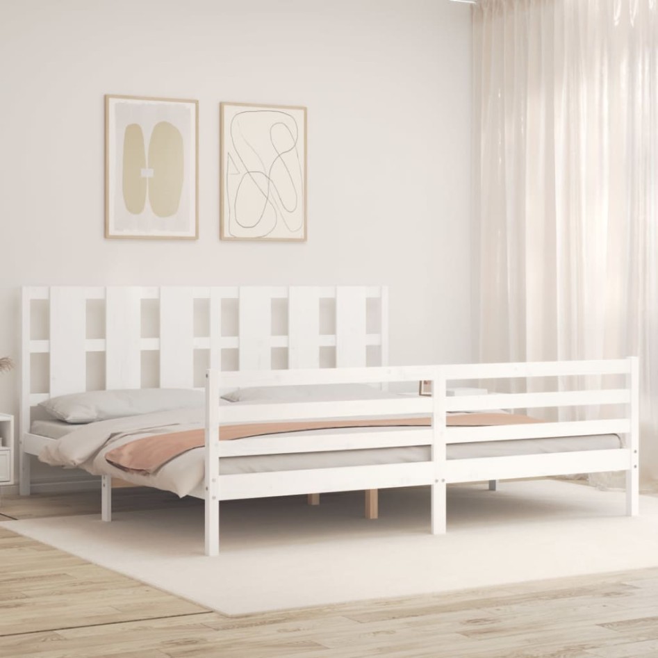 Estructura cama de matrimonio con cabecero madera maciza