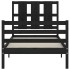 Estructura de cama con cabecero madera maciza negro 90x200