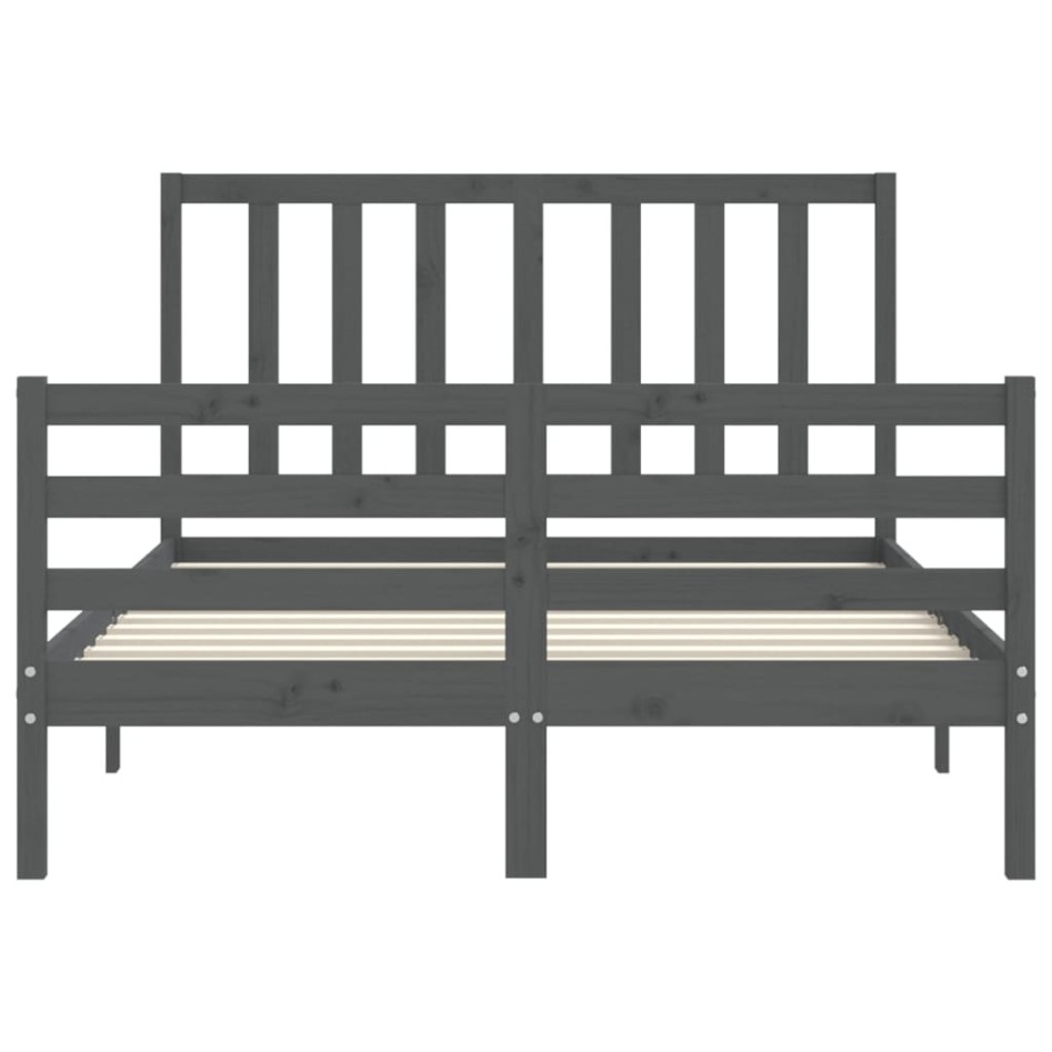 Estructura de cama con cabecero madera maciza gris 140x190