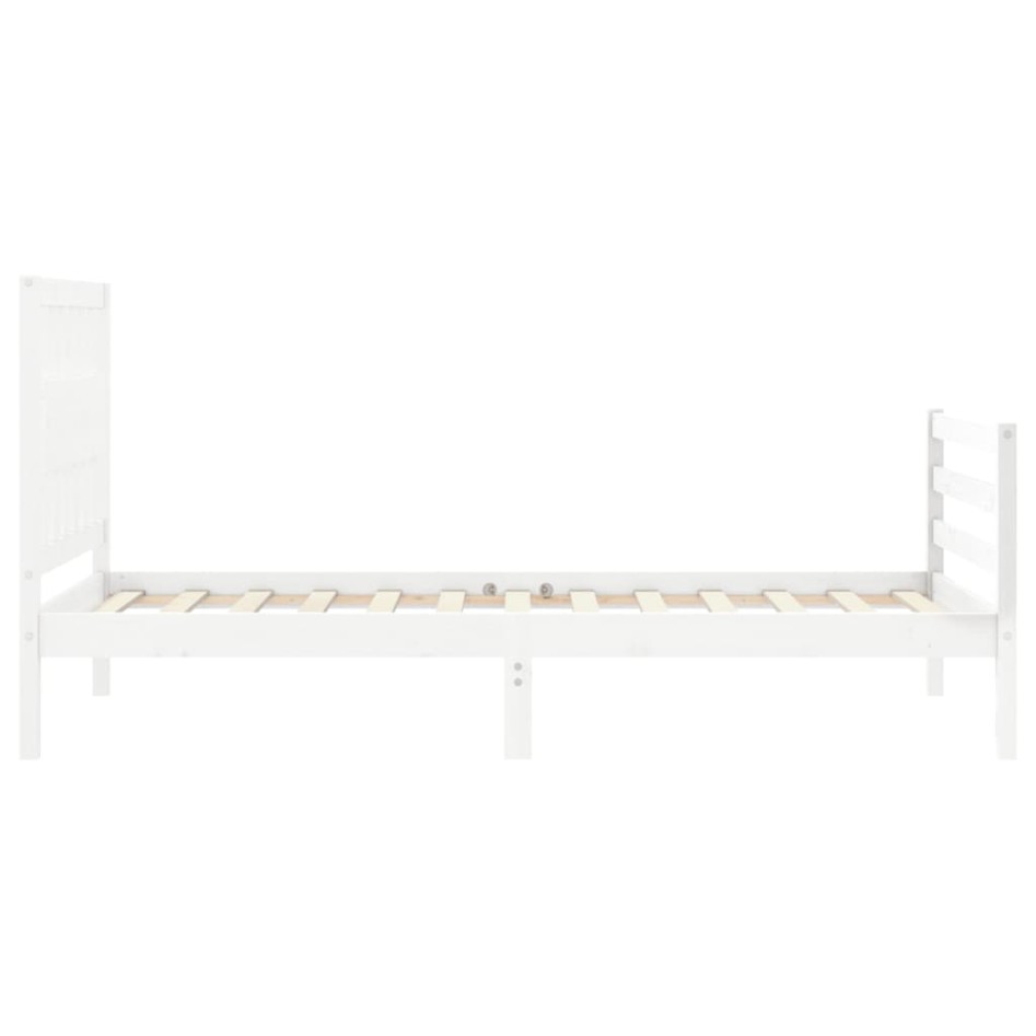 Estructura de cama con cabecero madera maciza blanco 90x200