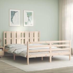 Estructura de cama con cabecero madera maciza 160x200