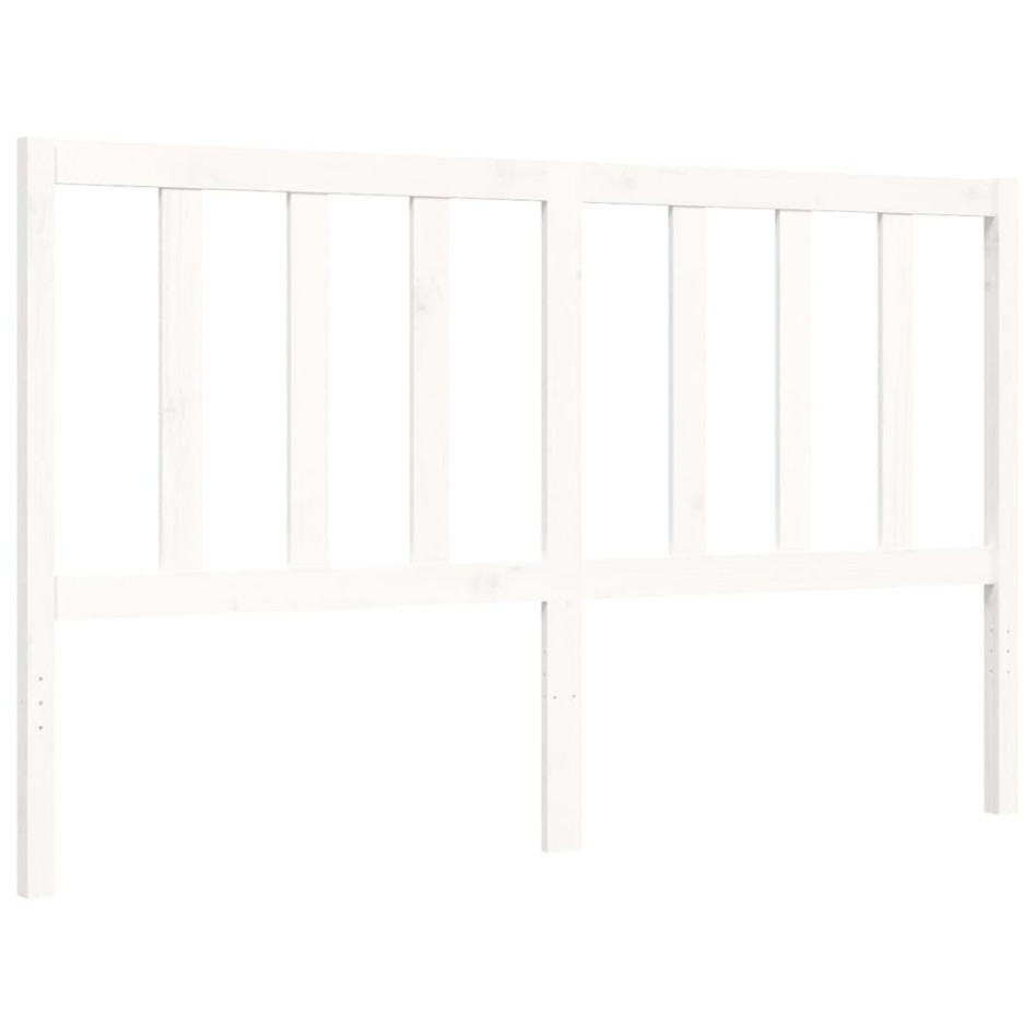 Estructura de cama con cabecero madera maciza blanco 160x200