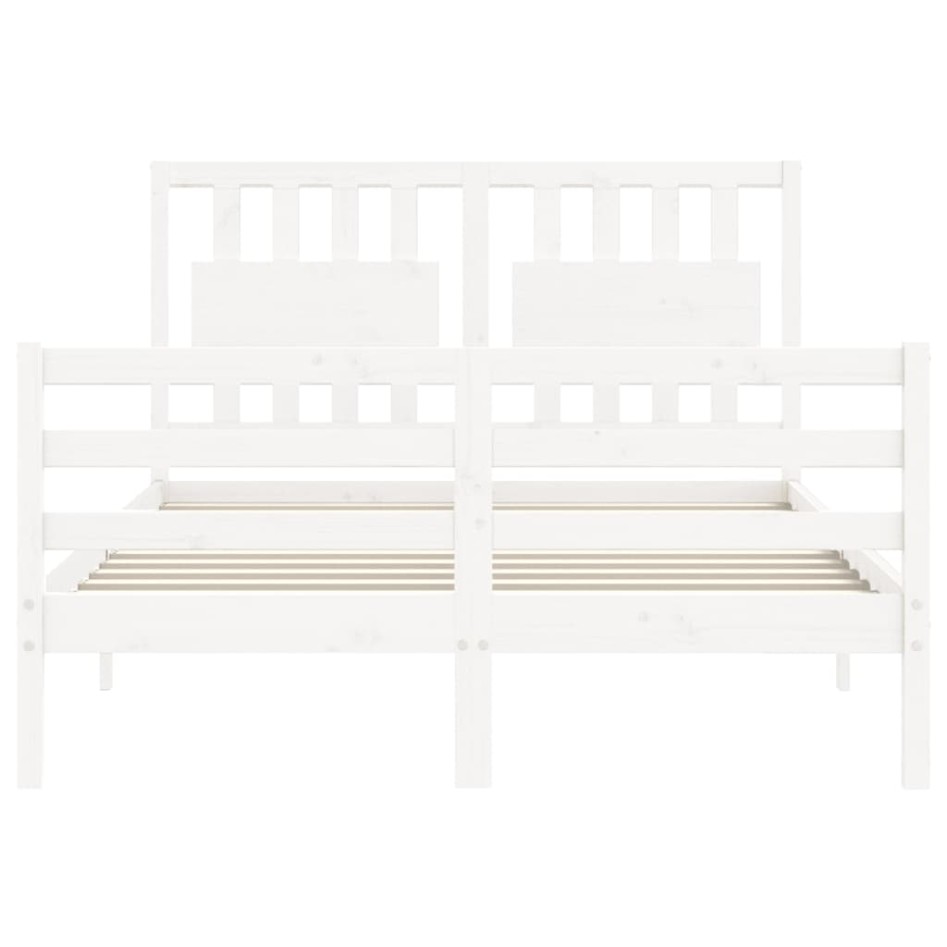 Estructura de cama con cabecero madera maciza blanco 140x200