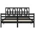 Estructura de cama con cabecero madera maciza negro 160x200