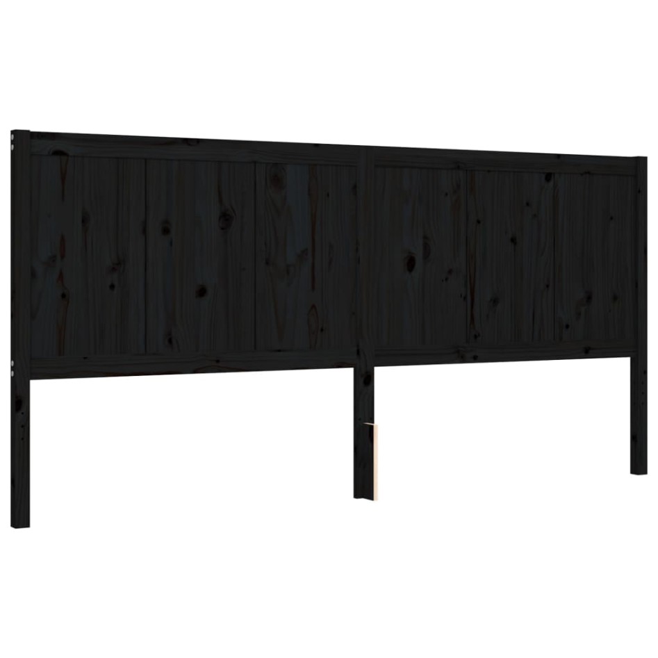 Estructura de cama con cabecero madera maciza negro 200x200