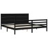 Estructura de cama con cabecero madera maciza negro 200x200