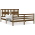Estructura de cama matrimonio con cabecero madera marrón