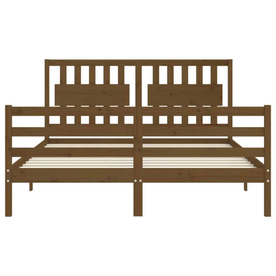 Estructura de cama matrimonio con cabecero madera marrón
