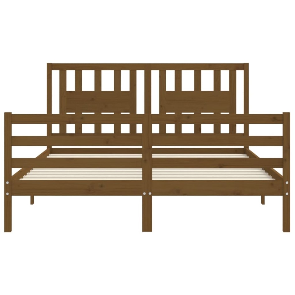 Estructura de cama matrimonio con cabecero madera marrón