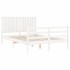 Estructura de cama con cabecero madera maciza blanco 140x200