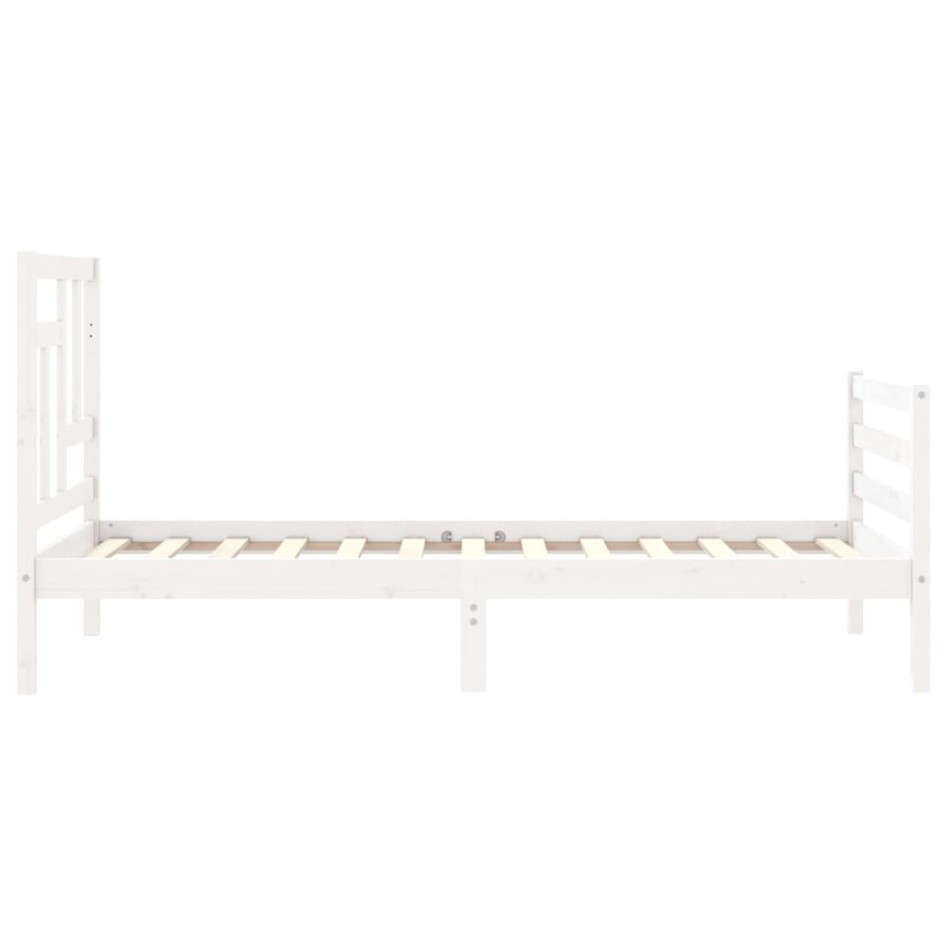 Estructura de cama con cabecero madera maciza blanco 90x200