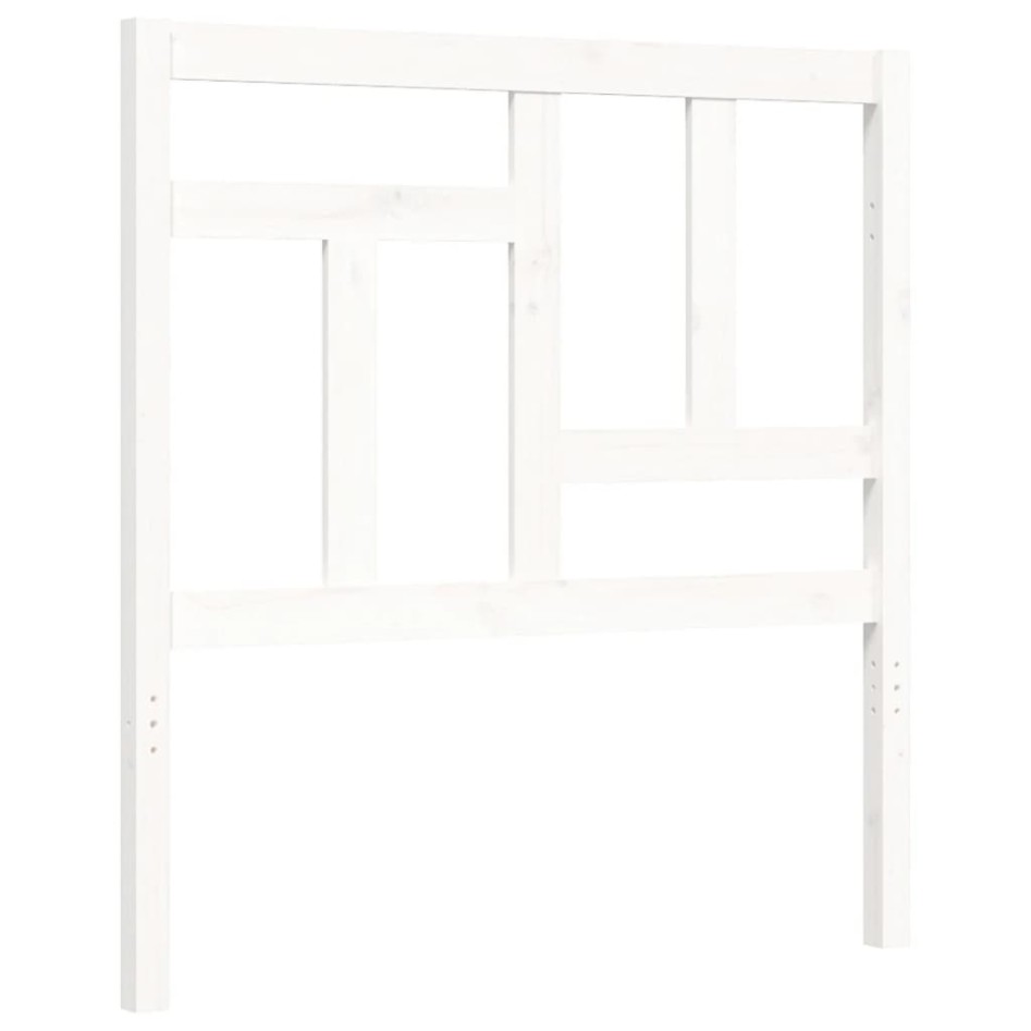 Estructura de cama con cabecero madera maciza blanco 90x200