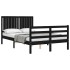Estructura de cama con cabecero madera maciza negro 120x200
