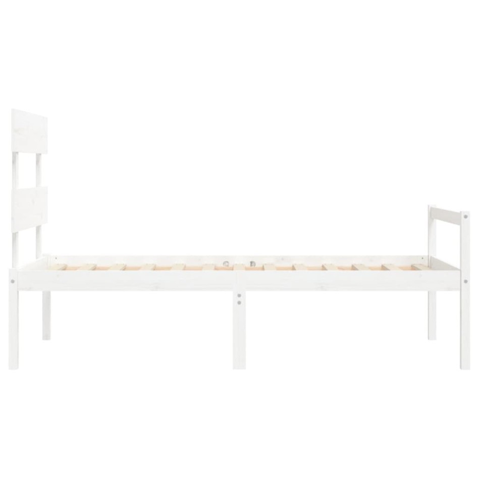 Cama personas mayores cabecero madera maciza blanco 90x200