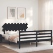 Estructura de cama con cabecero madera maciza negro 160x200 cm