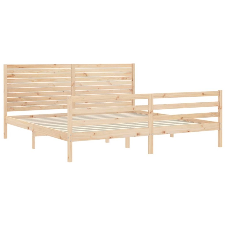 Estructura de cama con cabecero madera maciza 200x200