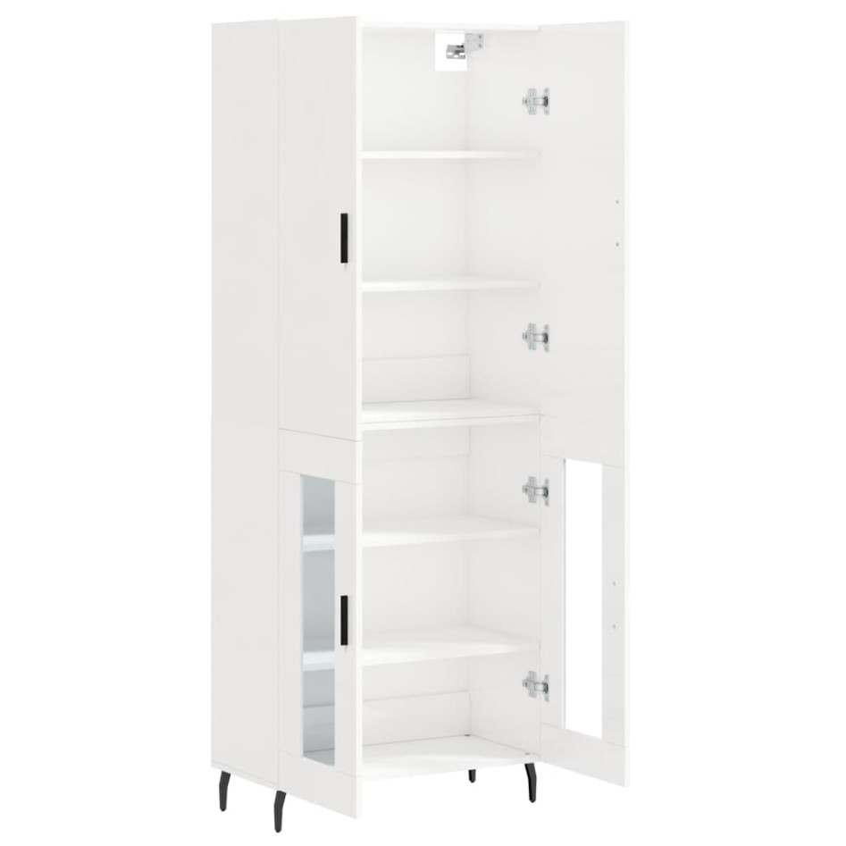 Aparador alto madera contrachapada blanco brillo 69,5x34x180