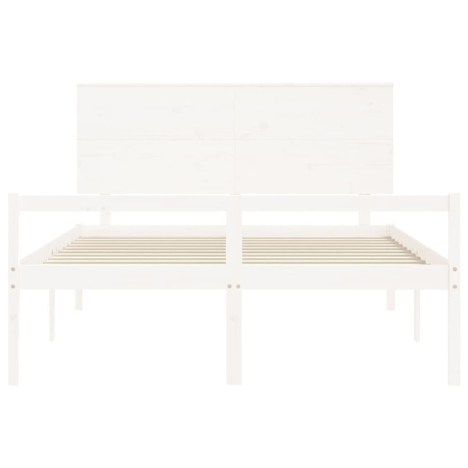 Cama personas mayores cabecero madera maciza blanco 160x200