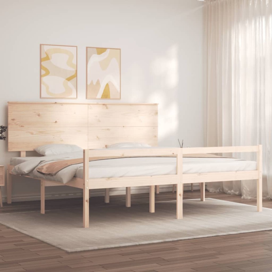 Cama para personas mayores con cabecero madera maciza