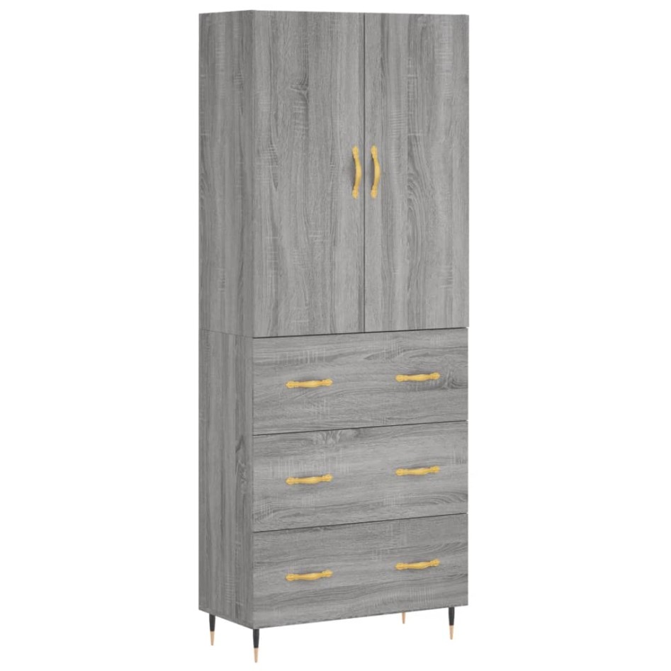 Aparador alto madera contrachapada gris sonoma 69,5x34x180